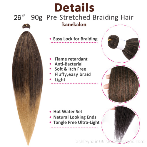 Julianna Wholesale 26 inches 90g yaki braiding pre-stretched hair easy hair braid for black women kanekalon Braid Hair